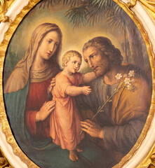 VIENNA, AUSTIRA - JUNI 24, 2021: The painting of Holy Family from Vienna church Gertrudkirche.
