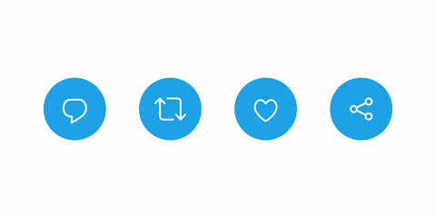 Reply Tweet, Retweet, Like, and Share. Icon Set of Social Media. Vector Illustration - obrazy, fototapety, plakaty