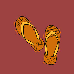 A vector with an object a pair of brightly colored flip-flops