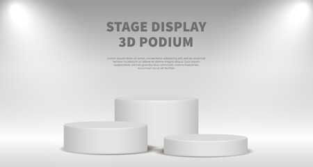 Product display vector 3d render with white podium. White abstract background with geometric stage platform. Business concept
