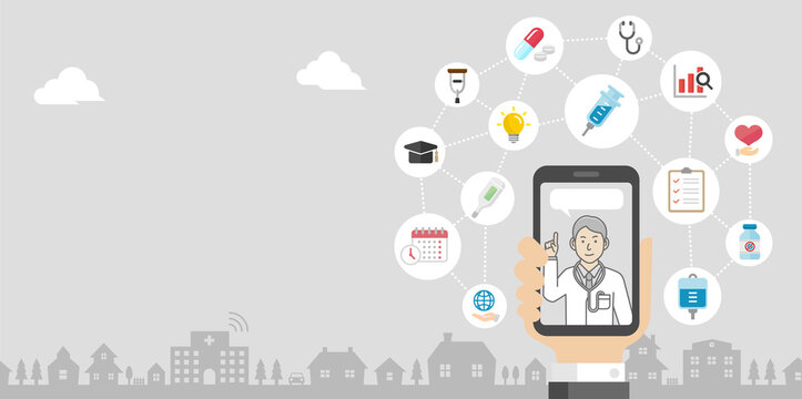 Telemedicine,  telehealth concept banner illustration ( no text )