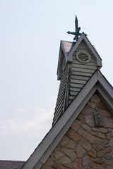 Church gables against blue skies