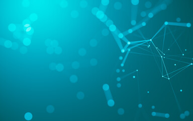 Abstract background. Molecules technology with polygonal shapes, connecting dots and lines. Connection structure. Big data visualization.