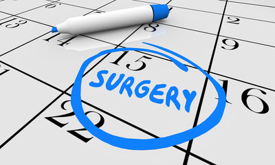 Surgery Day Date Calendar Circled Appointment Operation Procedure 3d Illustration