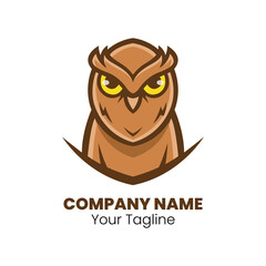 Owl cartoon mascot logo design vector.