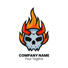 Fire skull head mascot logo design vector. Skull fire logo design.