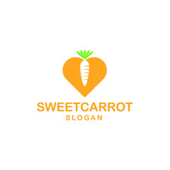 Love shape and carrot design for food nature logo