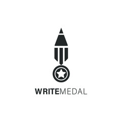 pencil and medal award design logo vector