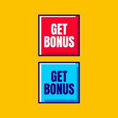 modern red and blue get bonus vector icon. isolated on yellow background
