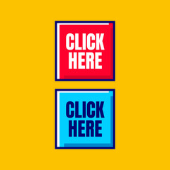 modern red and blue click here vector icon