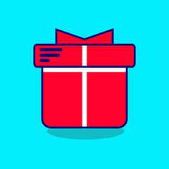 Gift box, present icon isolated on the blue background