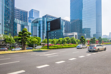 Urban buildings and road surfaces of five Elephant Headquarters base in Nanning, Guangxi, China.