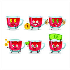 Rooibos tea cartoon character with cute emoticon bring money. Vector illustration
