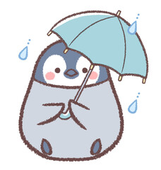 傘をさすペンギンヒナ