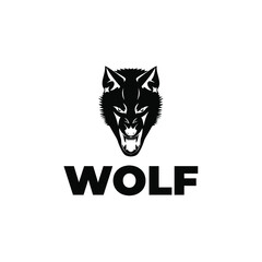 wolf animal logo design vector