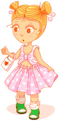 Little cute girl in beautiful dress looking surprised