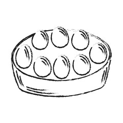 Ink drawing of sweet dessert in a basket. Vintage graphics and handwork. Black sketch outline.