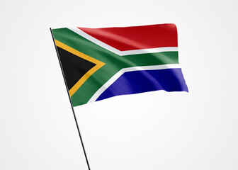 South Africa flag flying high in the isolated background. December 11 south Africa independence day. World national flag collection world national flag collection