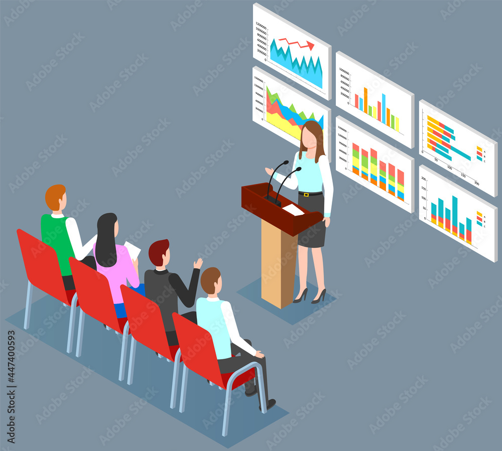 Poster visualize with business analytics. work with statistical data analysis, changing indicators. analyze