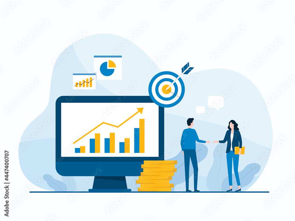 Aufkleber vector illustration design business investor with finance investment graph monitor and people analyt