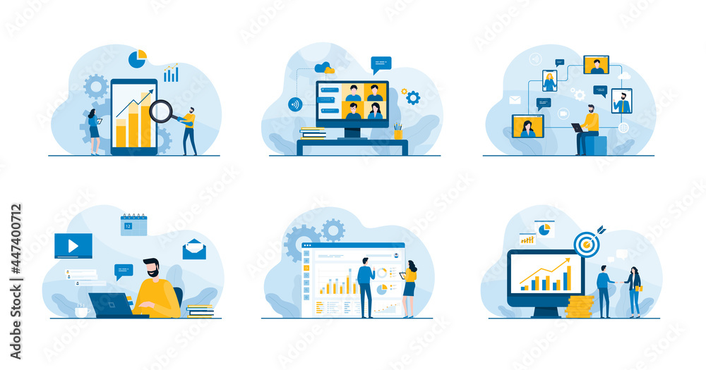 Poster set flat vector illustration design concept for web site landing page banner and mobile application 