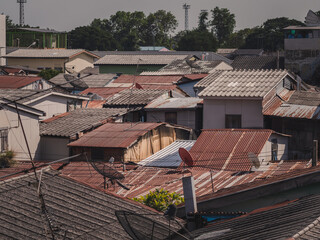 Khlong Toei slum community is a district at near rama 4 road and pier in central Bangkok have many...
