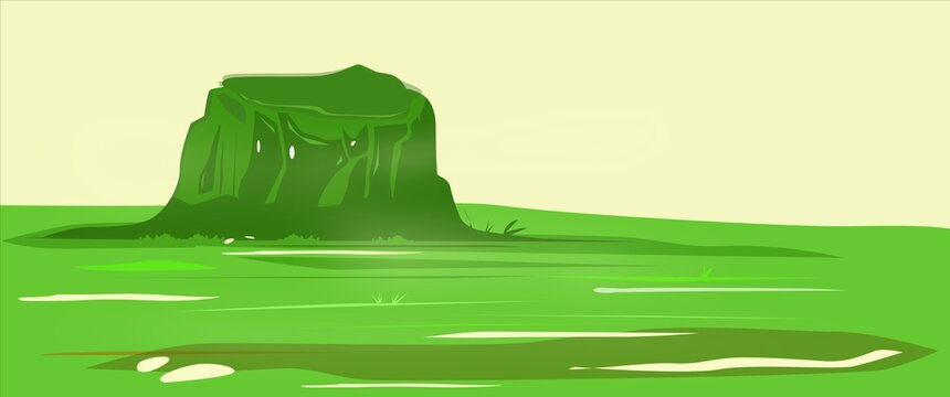 Snow drop on land, after winter vector illustration. Hill at spring season vector illustration for background, desktop background.