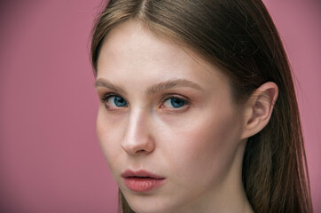 portrait of a woman. Beautiful woman with long hair and blue eyes