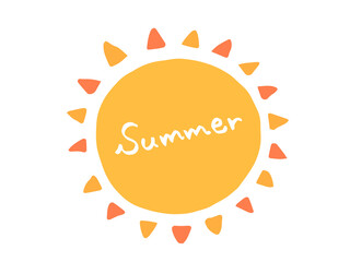かわいい太陽と手書きのSummer文字／手書き文字イラスト