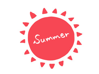 かわいい太陽と手書きのSummer文字／手書き文字イラスト