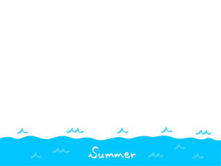 かわいい夏の海／手書き文字イラスト