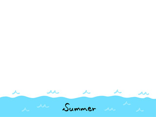 かわいい夏の海／手書き文字イラスト