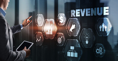 Revenue. Raising income concept. The businessman plans to increase his revenue