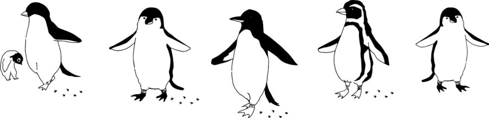 ペンギンのシンプルなアイコンイラスト