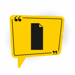 Black Grip tape on a skateboard icon isolated on white background. Yellow speech bubble symbol. Vector