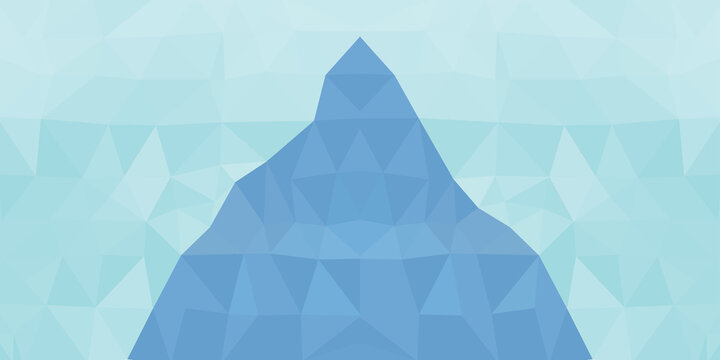 Ice mountain. Blue abstract low-poly. Vector 3D design template. Geometric background with ice texture.