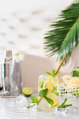 Summer refreshing hard seltzer cocktail with shadows