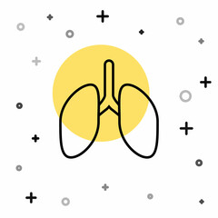 Black line Lungs icon isolated on white background. Random dynamic shapes. Vector