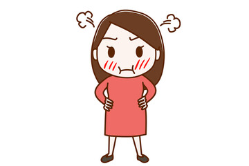 ＜全身・正面＞プンプンと仁王立ちで怒っている女性