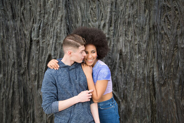 Fototapeta premium portrait multiethnic couple Caucasian young man and afro woman