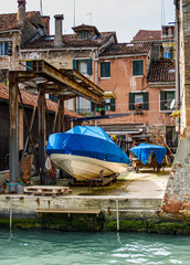 Street scene from the flooded streets of Venice, Italy