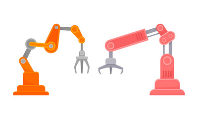 Robotic Mechanical Programmable Arm with Joints for Industrial Assembly Operation Vector Set