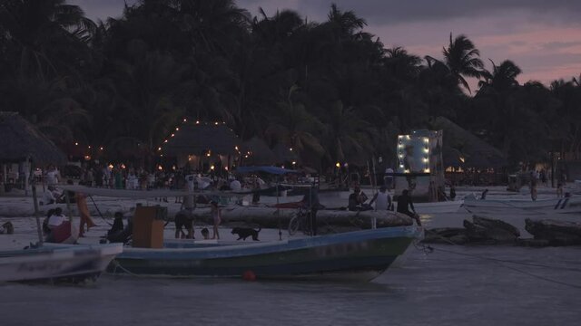 Evening on beautiful beach on Holbox Island, Mexico.