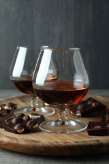 Concept of hard alcoholic drinks with cognac