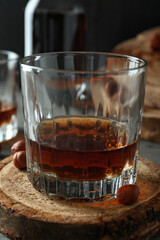 Concept of hard alcoholic drinks with cognac