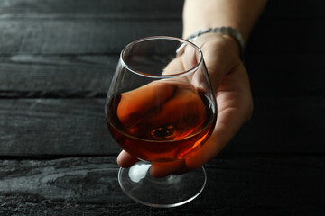 Concept of hard alcoholic drinks with cognac