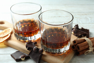 Concept of hard alcoholic drinks with cognac