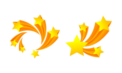 Naklejka na ściany i meble Fireworks with Yellow Star Sparkle as Bright Festive Explosion Vector Set.