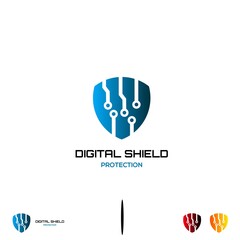 Fototapeta na wymiar Shield tech logo design concept modern, cyber scuirity logo design. Element, graphic , design good for digital template