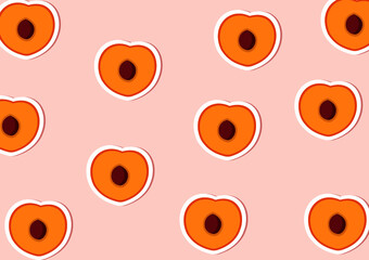 seamless pattern with peaches pink background